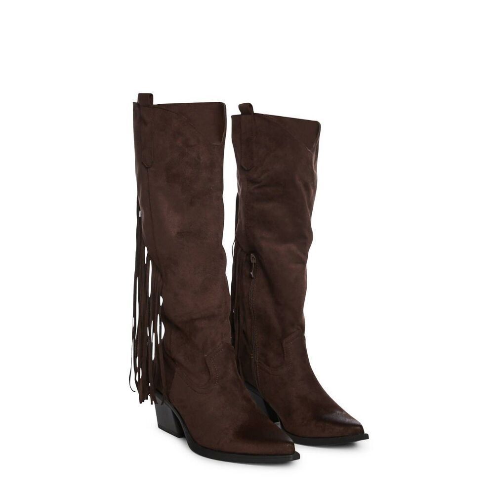 Dolls Kill Swept Away Fringe Faux Suede Cowboy Boots - Picture 4 of 5